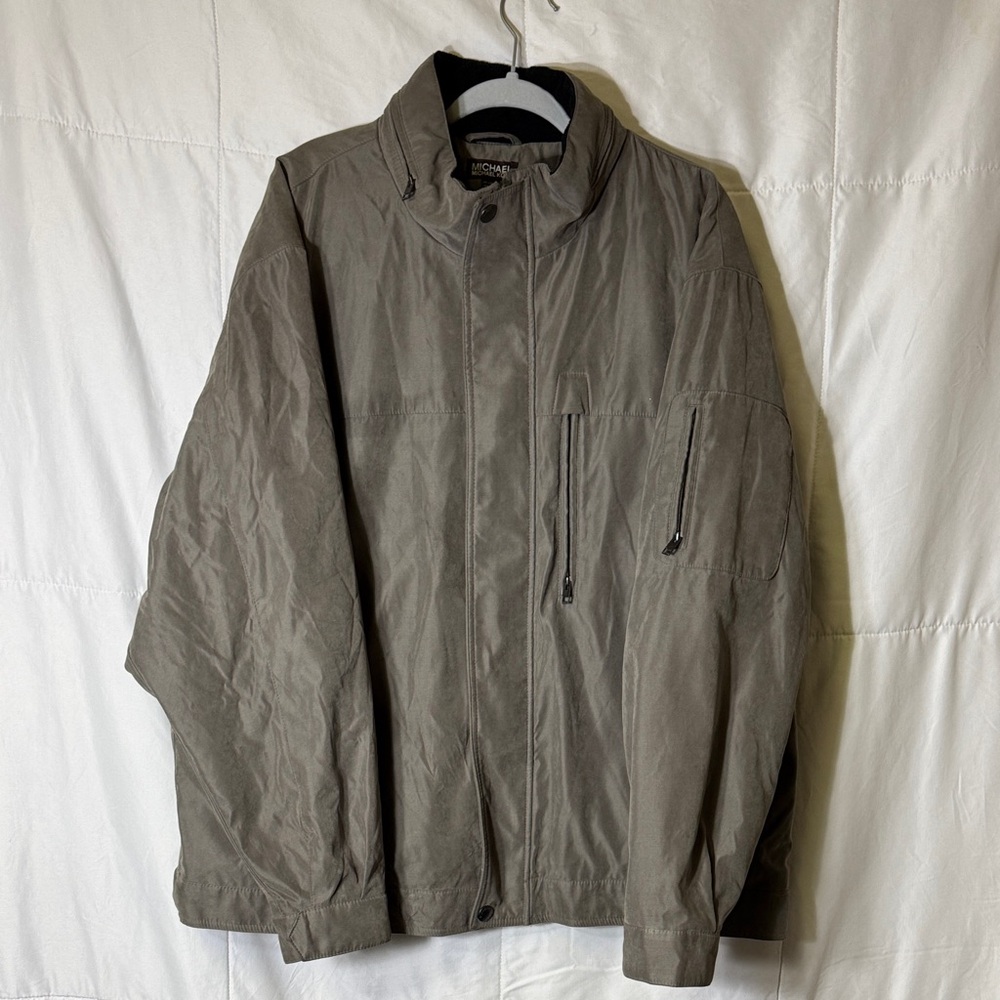 Michael Kors‎ Men’s Utility Jacket XXL Gray Hooded Zip Snap Front Lined Coat